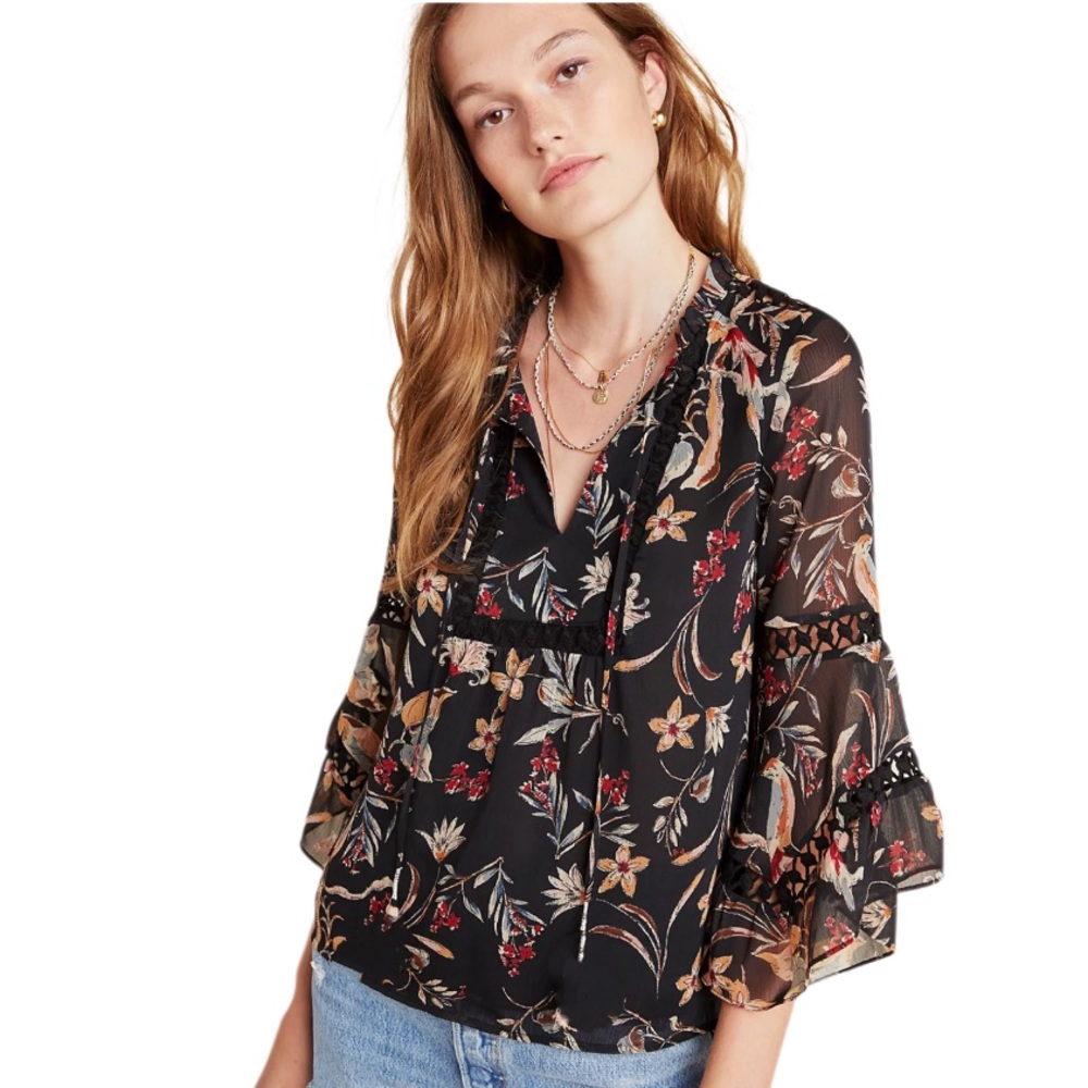 Anthropologie Maeve Odette Floral Peasant Blouse